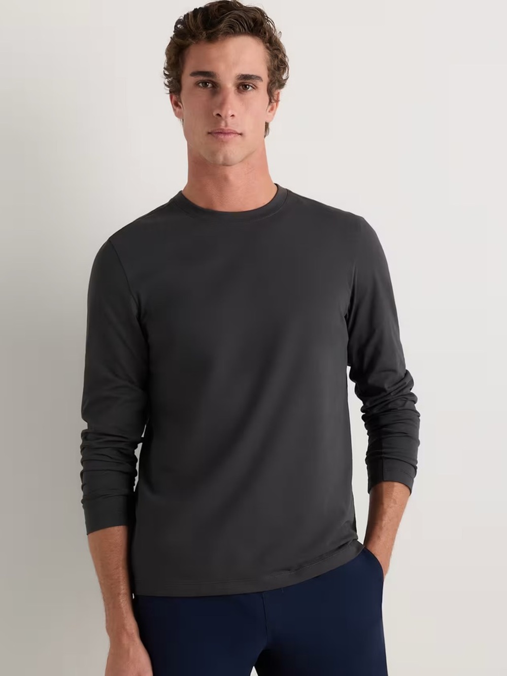 Quince Men's Studio Performance Long Sleeve T-Shirt Charcoal Grey Size Medium